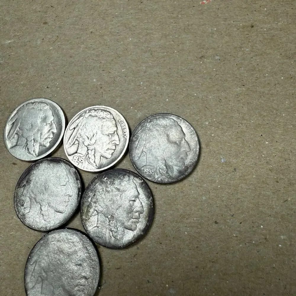 [Lot of 6] 1936 1935 and more Buffalo Nickels FIVE CENTS us coins Vintage